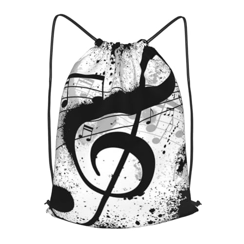 Music Note Drawstring Backpack String Bag Gym Sackpack Lightweight Waterproof Sport Bag for Women Men - color: Music Note