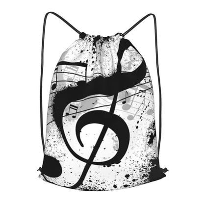 Music Note Drawstring Backpack String Bag Gym Sackpack Lightweight Waterproof Sport Bag for Women Men - color: Music Note