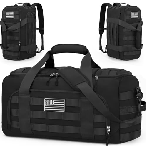 ZOMFELT Gym Bags for Men, 22x14x9 Carry On luggage Duffle Bag for Travel | 3-in-1 Sports Basketball Bags with Removable Dividers & Shoe Compartment, Waterproof Weekender Overnight Travel bag, Black - size: Medium