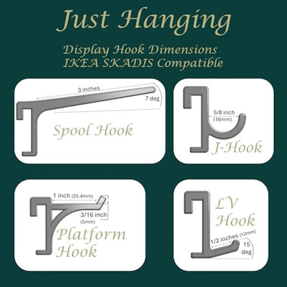 'Just Hanging' Pegboard Hook Packs, Compatible with IKEA SKADIS Pegboard, Display Hook SKADIS Accessory (Matte Black, 12pk, Spool Hook) - color: Matte Black, size: 12pk, Spool Hook