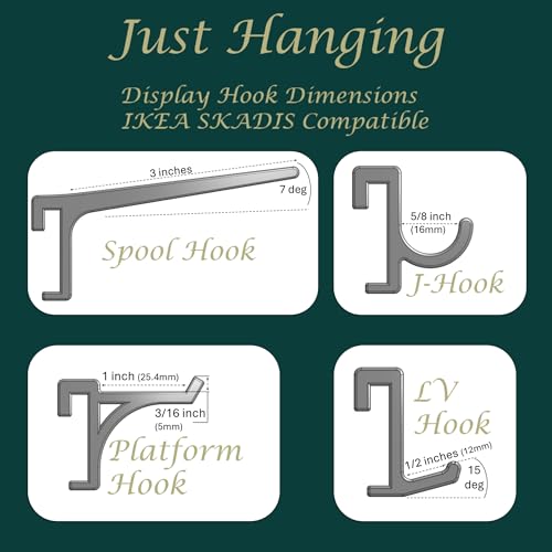 'Just Hanging' Pegboard Hook Packs, Compatible with IKEA SKADIS Pegboard, Display Hook SKADIS Accessory (Glossy White, 16pk, Multi-Pack) - color: Glossy White, size: 16pk, Multi-Pack