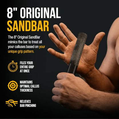 SandBar Ultimate Callus Remover Set - 4" & 8" Files with Moisturizing Salve Balm Stick - Elevating Athletes, Weightlifters & Rock Climbers for Smoother Hands & Feet - Gold (Black) (Flat Black Bundle) - style: Flat Black Bundle