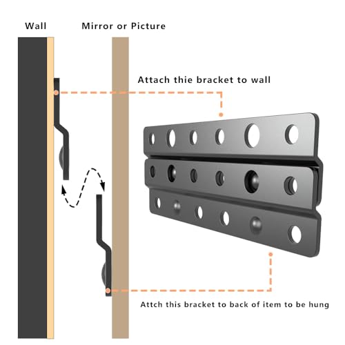 Metal Z-Style French Cleat Picture Hanger 4 inches, 8 Pairs | Non Loosen Interlocking Wall Mounting Bracket-Picture Hanger Bracket Kit (8, 4") - size: 4 Inch