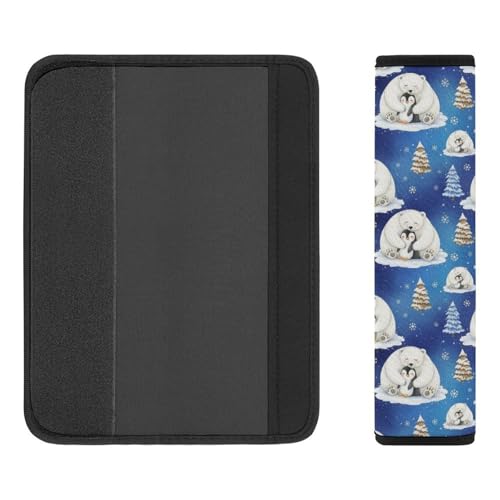 1 Pair Universal Soft and Comfortable Car Seat Belt Pad for Girls and Boys, Most Cars, Penguin White Polar Bear Animal Harness Pads Strap, Neck and Shoulder Support - color: Pattern 1196