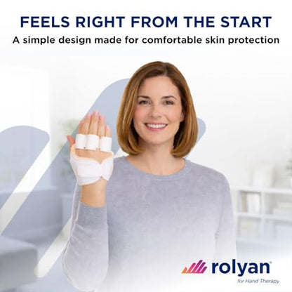 Rolyan Palm Protector with Finger Separators, Contracture, Left Hand | Sherpa-lined palm cushion with finger separators guards the palm and helps prevent finger contracture - size: With Finger Separator, style: Left Hand