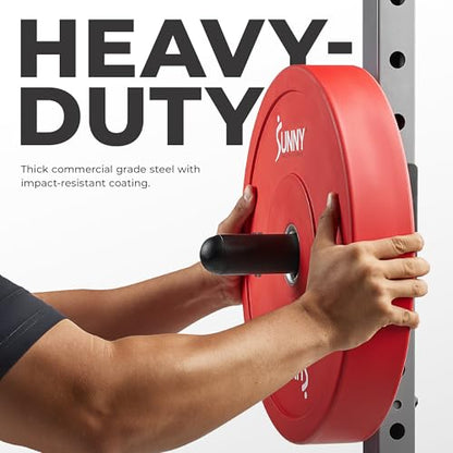 Sunny Health & Fitness Power Cage Squat Rack Attachments for Home Gym | Strength Training, Expanded Workout Variety, Durable Construction, Secure Fit, Quick Installation, Versatile Exercise Support - style: Plate Holder