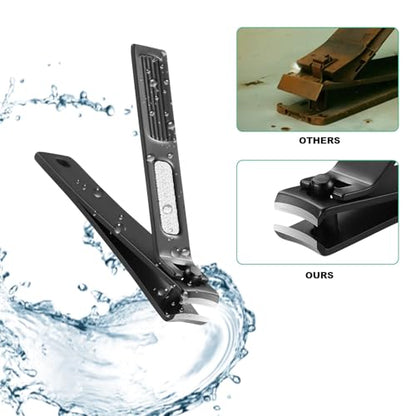 GOBETTER Nail Clippers Set, 3PCS Manicure Kit with Zippered Leather Pouch, Sharp Curved & Slant Cutting Blades, Perfect for Toenail, Fingernail & Ingrown Nail