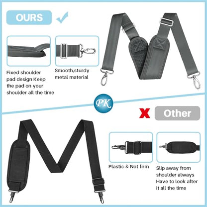 Shoulder Strap for Bag Universal Replacement 58"/67" Fixed Padded Adjustable Buckle Heavy Duty Shoulder Strap - color: Gray, size: 58"