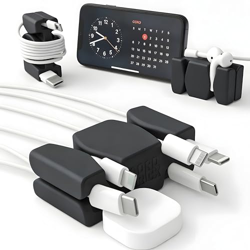 CordBrick 6PK Silicone & Steel Weighted Nightstand Cord Holders. Travel Phone Charger Organizers. Useful iPhone Accessories. Small Gifts for Men, College Students. Tech Gadgets for Teens. Black - color: (A) Black, size: 6 Pack