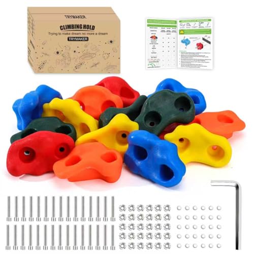 Trymaker Rock Climbing Holds, 15PCS Climbing Wall for Kids (Small Size) | Climbing Set for Kids & Adult Indoor and Outdoor - size: Small Size-15pcs