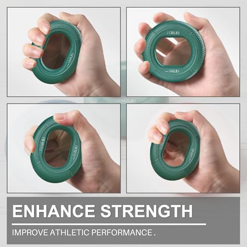 LEZER Hand Grip Strengthener, Finger Exerciser, Forearm Ring, Silicone Squeezer, Muscle Training, Fitness Workout, Physical Therapy, Set of 3, 20-60 LBS