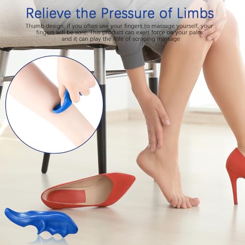 Nuanchu 2 Pcs Blue Thumb Saver Massage Tool Deep Tissue Massager for Pressure Reflexology Professional Neck Shoulder Back Foot Stress Relief - color: Blue