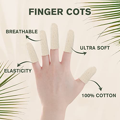 Evridwear Cotton Finger Cots Cotton Cushion 60PCS for Cracked Skin, Eczema, Calluses, Moisture Wicking, Finger Protection for Men & Women (3 Packs Short, 2") - size: 3 Packs Short