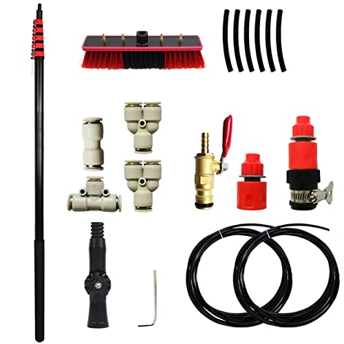 7.2m/24FT Window Cleaning Pole, Water/Hose Fed Pole,Cleaning Brush Equipment, Window Cleaning Brush Equipment, Cleaning Photovoltaic and Solar Panels Conservatory roof cl - color: 55cm Brush Head, size: 24FT/7.2M