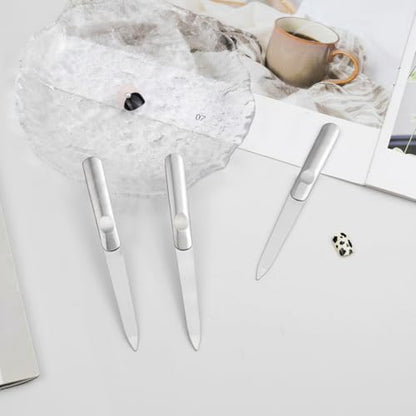 3PCS Stainless Steel Diamond Nail Files – Double-Sided Heavy Duty Metal Files for Natural, with Anti-Slip Grip