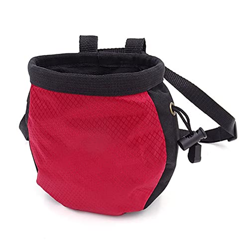 Chalk Bag,Rock Climbing Gear,Metal Powder Bags，with Zippered Pocket and Adjustable Waistband，Suitable for Fitness, Rock Climbing, Track and Field, Weightlifting, Billiards Chalk Bag (Red)