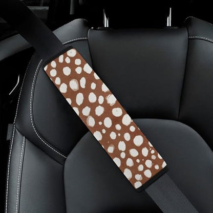 1 Pair White Dots Brown Skin Christmas Deer Print Car Seat Straps Shoulder Pads Soft Padded Harness Pads Strap for Adult Use, Stroller Pushchair High Chair, Comfortable Driving - color: Pattern 900
