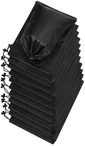 PALTERWEAR Drawstring Pouch (8 x 11 Inch, 12 Pack, Black) Nylon Cinch Bag with Toggle for Travel, Gym and Storage - color: Black, size: 8 x 11 - 12 pack