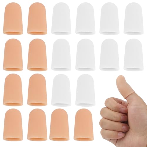 20 Pcs Gel Finger Cots Protector, Silicone Finger Protector Sleeve Support, Waterproof Thumb Covers for Handicraft Typing Printing Painting Electronic Repair Construction Gardening