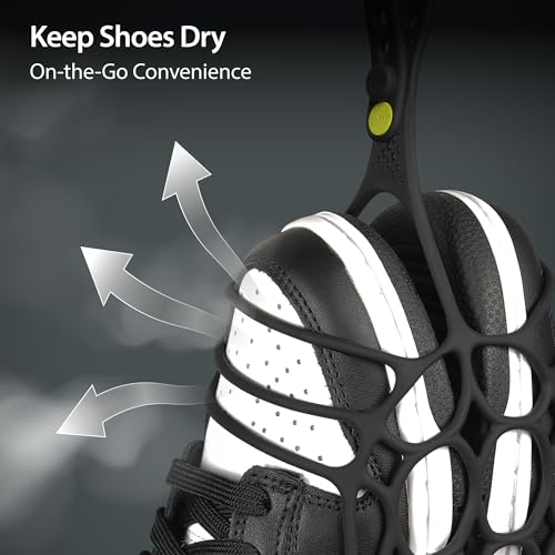 BONE Shoe Tie, Shoe Holster for Backpack, Elastic Silicone Shoe Hanger with Footwear Clips, Hang Extra Cleats Boots on Bags