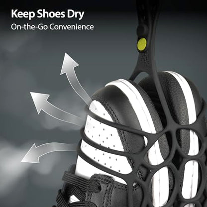 BONE Shoe Tie, Shoe Holster for Backpack, Elastic Silicone Shoe Hanger with Footwear Clips, Hang Extra Cleats Boots on Bags