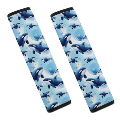 Breathable Car Seat Belt Pad for Girls and Boys, Stroller Pushchair High Chair, 2PCS Ocean Blue Killer Whale Shoulder Harness Cover Easy Install (No Tool) - color: Pattern 773
