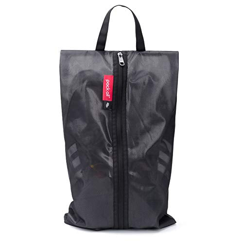 pack all Shoe Bag for Travel, Dual Pocket Shoe Pouch for Sports | Water-Resistant, Odor-Resistant, Dustproof, Portable, Soccer Cleats & Gym Storage, Fits Up to Size 16, Black - color: Black, size: Non-Foldable-Plus