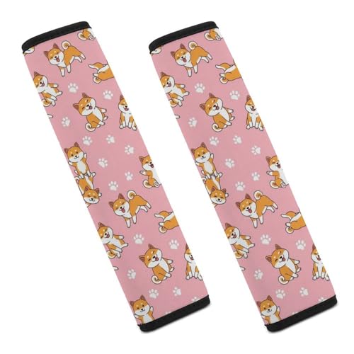Soft Padded Car Seat Belt Pad for Elderly Support, Stroller Pushchair High Chair, 2 Pack Shiba Inu Dogs Paws Shoulder Harness Cover Anti-Slip Pad - color: Pattern 1094