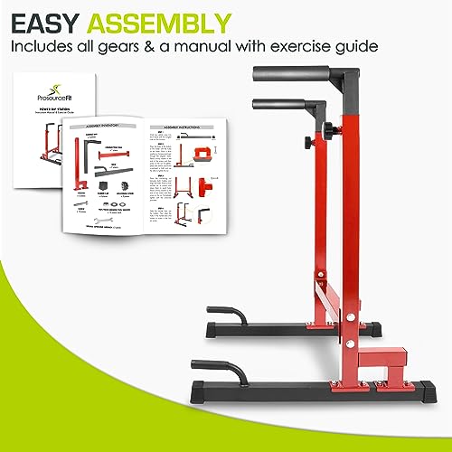 ProsourceFit Dip Stand Station, Heavy Duty Ultimate Body Press Bar with Safety Connector for Tricep Dips - color: Red, style: Pro