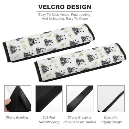 Universal Soft and Comfortable Seat Belt Cover for Adults and Children, Most Cars, 2 Pack Cute Pandas Leaf Seat Belt Covers Cushion Neck and Shoulder Support - color: Pattern 208