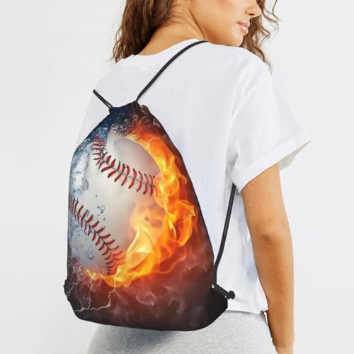 Baseball Drawstring Backpack String Bag Gym Sackpack Lightweight Waterproof Sport Bag for Women Men - color: Baseball
