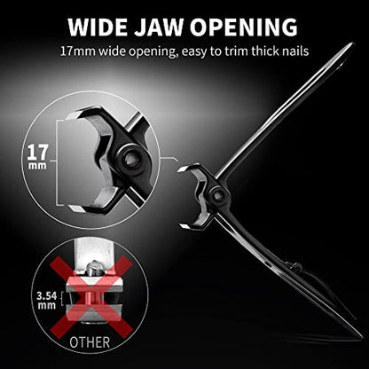 EBEWANLI Straight Nail Clipper, 17mm Wide Jaw Opening Extra Large Toenail Clippers for Thick Nails or Tough Fingernail & Ingrown Toenail, Heavy Duty Thick Toenail Clippers for Seniors, Men, Adult - style: 2 Piece Set