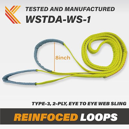 2-Ply Lifting Sling Straps 1”x 15ft - 3100lbs Vertical Capacity Heavy Duty Flat Eye Lift Sling, for Rigging Moving Towing Hoisting -2Pack - Kodiak Straps - color: 2 PACK, size: 1inch x 15ft