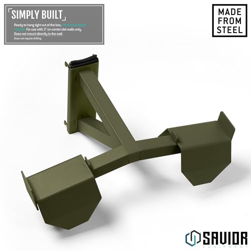 Savior Equipment Wall Rack System Tactical Vest Attachment Gear Wall Mount Display Rack Organizer, Adjustable Width, Heavy-Duty Steel Construction Hold Up to 40 lbs - color: Olive Drab Green