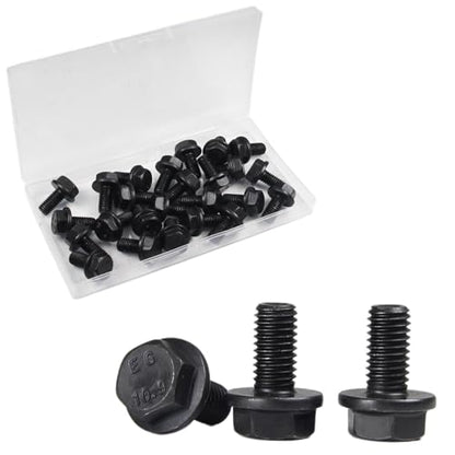 M8-1.25 X 16mm Flanged Hex Head Bolts Flange Hexagon Screws, External Flange Hex Drive Screws,Class 10.9 Black Finish,Alloy Steel, Fully Threaded, 25 PCS - size: M8x16mm