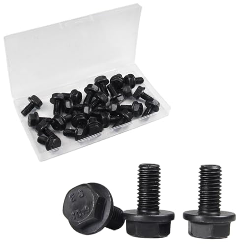 M8-1.25 X 16mm Flanged Hex Head Bolts Flange Hexagon Screws, External Flange Hex Drive Screws,Class 10.9 Black Finish,Alloy Steel, Fully Threaded, 25 PCS - size: M8x16mm