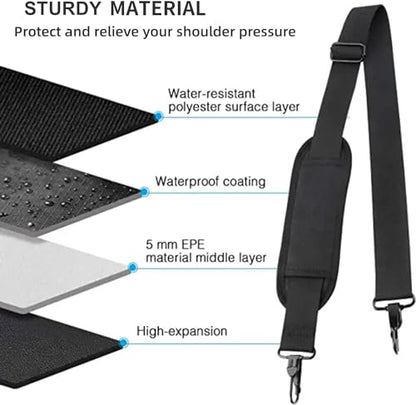 Ytonet Shoulder Strap, 52" Universal Adjustable Padded Laptop Shoulder Strap Replacement Comfortable Belt with Metal Hooks for Laptop Messenger Crossbody Bag Luggage Duffel Camera, Black