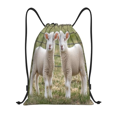 Drawstring Sports Backpacks - Lightweight Swim Gym Bags for Women Men String Sackpack for Beach Travel Yoga(Small, Lambs) - color: Lambs, size: Small