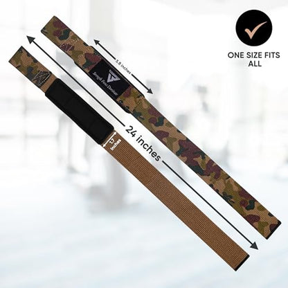 Weight Lifting Straps,Powerlifting Deadlifting, Anti Slip 60CM Hand Bar Grip, 5MM Neoprene Wrist Support, Heavy Duty Weightlifting Bodybuilding Workout - color: Green Camo