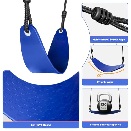 2 in 1 Swing Sets for Backyard, 440lbs Metal Stand with Saucer Swing | 32in Saucer & Belt Swing, A-Frame Steel, Ages 3-12, Adjustable Height, Ground Stakes, Outdoor Playground