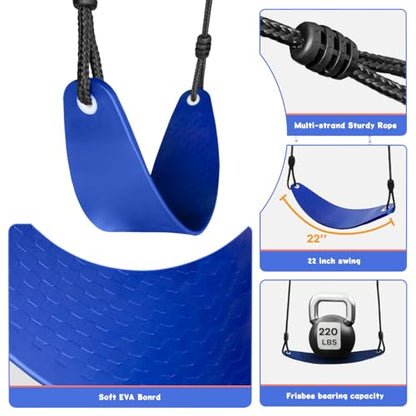 2 in 1 Swing Sets for Backyard, 440lbs Metal Stand with Saucer Swing | 32in Saucer & Belt Swing, A-Frame Steel, Ages 3-12, Adjustable Height, Ground Stakes, Outdoor Playground