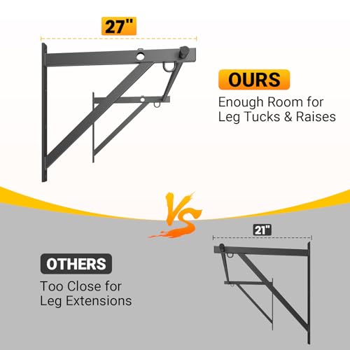 Jusgym Wall Mounted Pull Up Bar, 51"/45" Chin Up Bar with 500LBS Capacity, Strength Training Pull-Up Bars |Joist Mounted |Reinforced Thick Metal Construction
