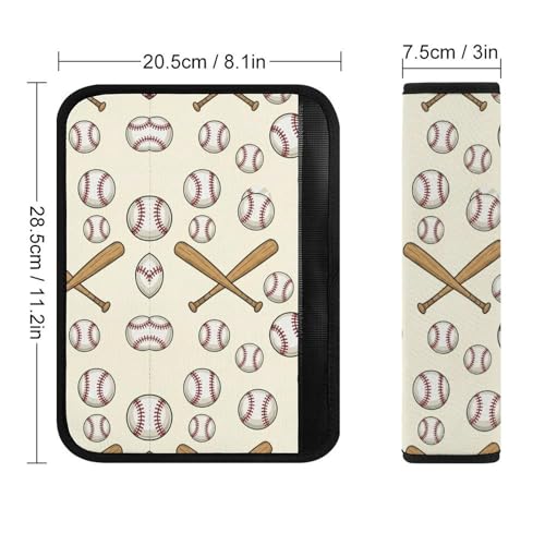 1 Pair Baseball Sport Red Ball Wooden Bat Cream Seat Belt Shoulder Pad Soft Padded Seat Belt Cushion for Adult Use, Stroller Pushchair High Chair, Pressure Relief - color: Pattern 261
