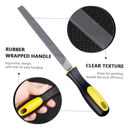 UEETEK 6-inch Hardened Steel File Flat Metal File Sharpening Tools with Comfortable Hand Grip Handles