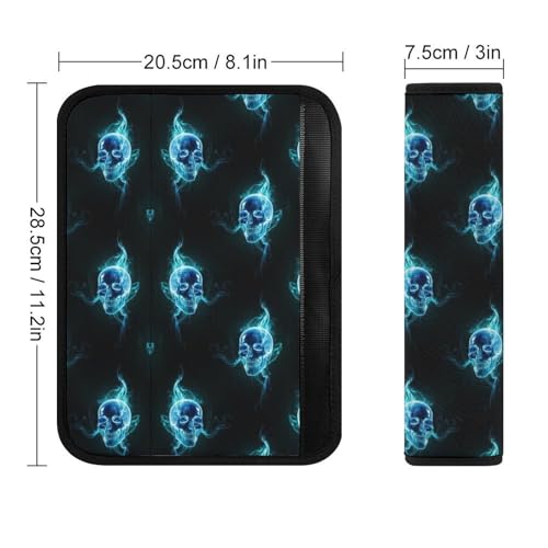 2 Pack Gothic Blue Skull Car Seat Belt Pad Soft Padded Automotive Seat Belt Protector for Child, Stroller Pushchair High Chair, Shock Absorption - color: Pattern 826