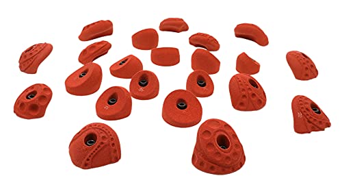 Atomik Rock Climbing Holds Set of 22 Bolt-on Tennis-Shoe Friendly in Earth Tone Rust