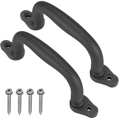 Dolibest 2-Pack Safety Handles for Swing Sets & Playsets - Monkey Bars with Anti-Skid Grip with Finger Indentations, Plastic Grab Handles, Easy Mounting for Climbing Frames, Playhouses, Treehouses - color: Black-2pcs