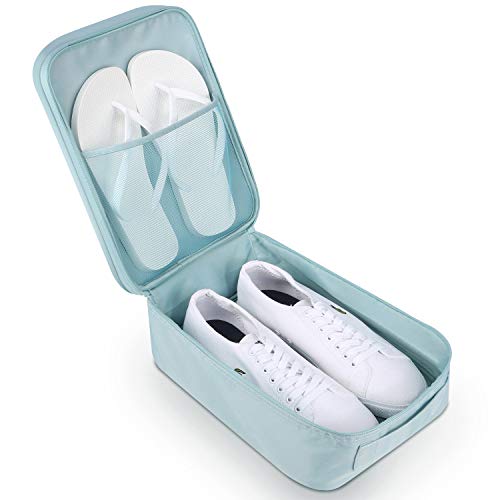 Mossio Shoe Bag Holds 3 Pair of Shoes for Travel and Daily Use Storage Pouch - color: Blue Flower