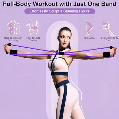 Figure 8 Fitness Resistance Bands with Handles, Exercise Elastic Bands for Women Arm Shoulder Back Leg Chest Stretch, Workout Equipment for Yoga, Pilates, Physical, Therapy, Home Gym Fitness, 3 Pack