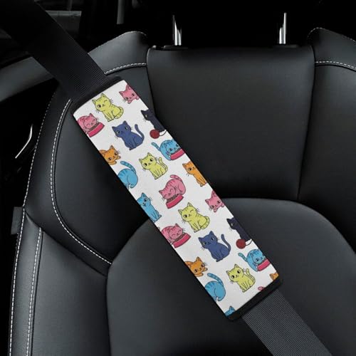1 Pair Universal Soft and Comfortable Seat Belt Shoulder Pad for Adult Use, Stroller Pushchair High Chair, Cats Neck Strap Covers, Anti-Slip Pad - color: Pattern 1123
